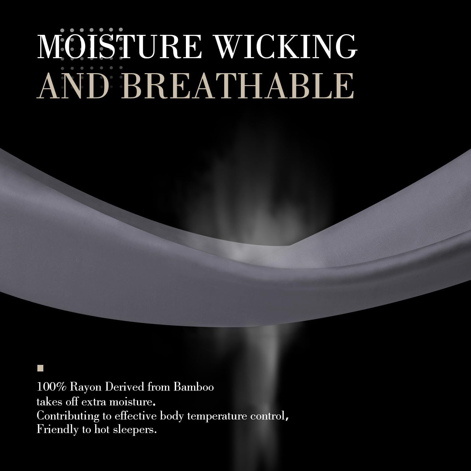 Cooling Queen Pillowcases Set of 2 Breathable Cool Silky Soft Rayon Derived from Bamboo Fabric, Moisture Wicking for Hot Sleepers, Hair and Skin Friendly, Dark Grey, 2 Pack, 20x30IN